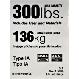 Duty Rating Label Replacement 225 Lb. 