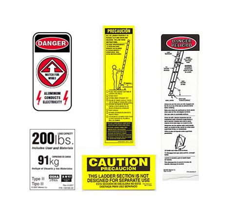 Aluminum Extension Ladder Safety Labels