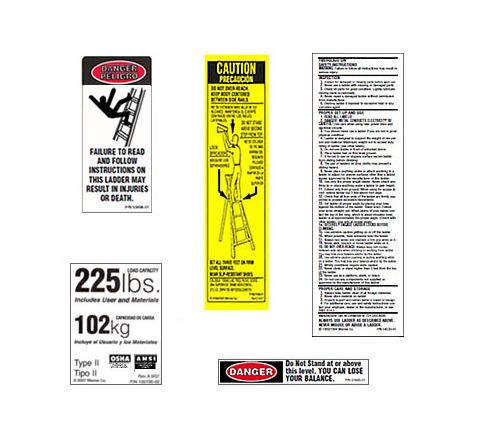 Aluminum Stepladder / Platform Ladder Safety Labels