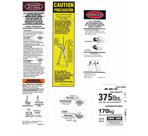 375 lb. Multiladder Safety Labels